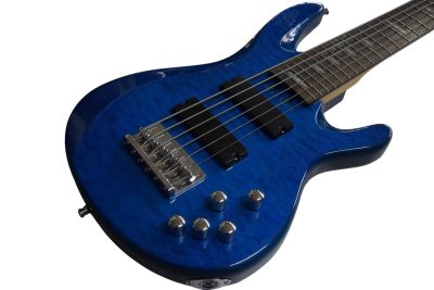Custom Pearl TRB1006J Patitucci Translucent Blue Quilted Maple Top 6 String Bass - Image 5
