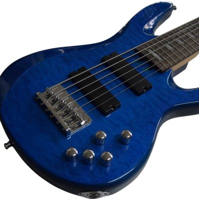 Custom Pearl TRB1006J Patitucci Translucent Blue Quilted Maple Top 6 String Bass - Image 5