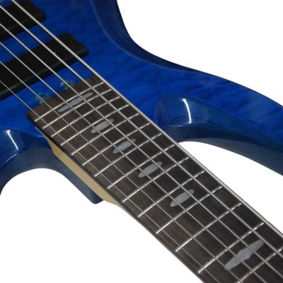 Custom Pearl TRB1006J Patitucci Translucent Blue Quilted Maple Top 6 String Bass - Image 8