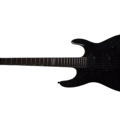 Custom Obsidian See Thru Black MH1000 FR Tremolo Electric Guitar - Image 3