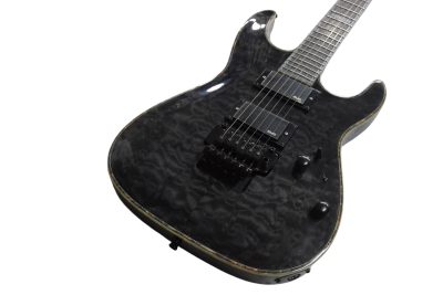 Custom Obsidian See Thru Black MH1000 FR Tremolo Electric Guitar - Image 5