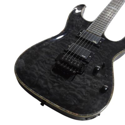 Custom Obsidian See Thru Black MH1000 FR Tremolo Electric Guitar - Image 5