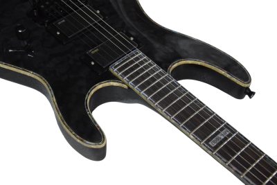 Custom Obsidian See Thru Black MH1000 FR Tremolo Electric Guitar - Image 6
