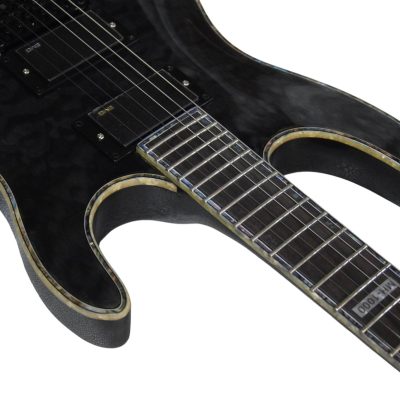 Custom Obsidian See Thru Black MH1000 FR Tremolo Electric Guitar - Image 6