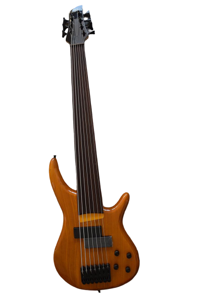 Custom Tornado Natural 7 String Fretless Bass Two Big Humbucker Style Soapbar Pickups - Image 7