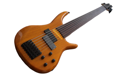 Custom Tornado Natural 7 String Fretless Bass Two Big Humbucker Style Soapbar Pickups - Image 6