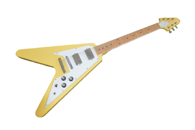 Custom Crown Flying V Hetfield TV Yellow Electric Guitar - Image 3