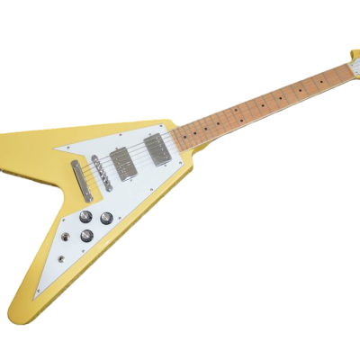 Custom Crown Flying V Hetfield TV Yellow Electric Guitar - Image 3