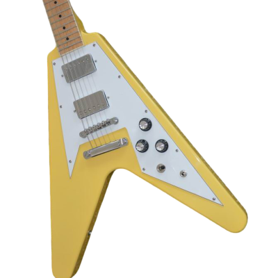 Custom Crown Flying V Hetfield TV Yellow Electric Guitar