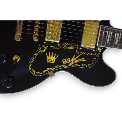 Custom Crown ES335 BB King Lucille Ebony Gloss Black Electric Guitar - Image 7