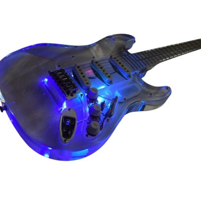 Custom Regent ST LED Plexiglass Acrylic Body Fretboard Electric Guitar - Image 11