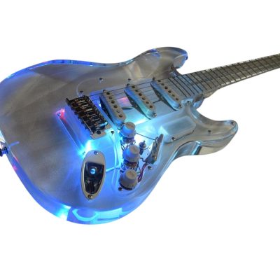 Custom Regent ST LED Plexiglass Acrylic Body Fretboard Electric Guitar - Image 10