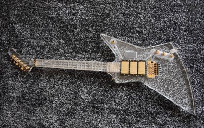 Custom Crown Plexiglass Acrylic Body Neck Explorer Tremolo Electric Guitar Led Lights - Image 4