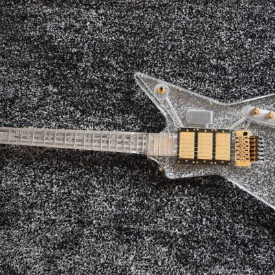Custom Crown Plexiglass Acrylic Body Neck Explorer Tremolo Electric Guitar Led Lights - Image 4