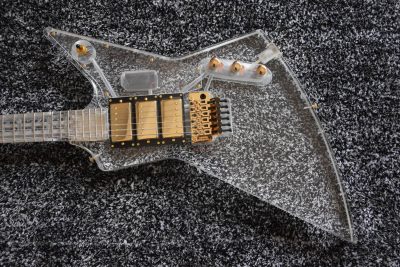 Custom Crown Plexiglass Acrylic Body Neck Explorer Tremolo Electric Guitar Led Lights - Image 5