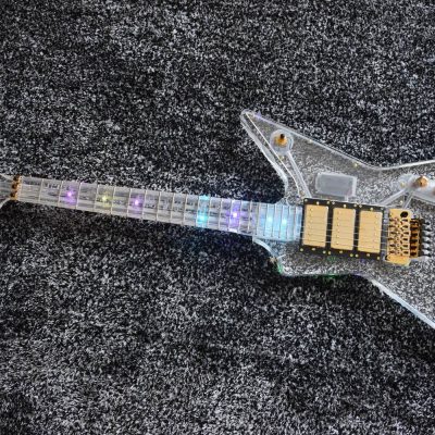 Custom Crown Plexiglass Acrylic Body Neck Explorer Tremolo Electric Guitar Led Lights - Image 10