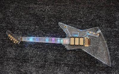 Custom Crown Plexiglass Acrylic Body Neck Explorer Tremolo Electric Guitar Led Lights - Image 11