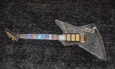 Custom Crown Plexiglass Acrylic Body Neck Explorer Tremolo Electric Guitar Led Lights - Image 12