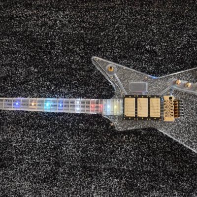 Custom Crown Plexiglass Acrylic Body Neck Explorer Tremolo Electric Guitar Led Lights - Image 12
