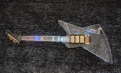 Custom Crown Plexiglass Acrylic Body Neck Explorer Tremolo Electric Guitar Led Lights - Image 13