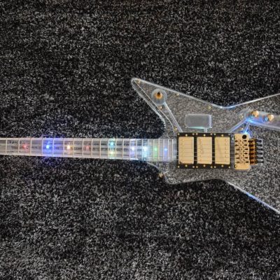 Custom Crown Plexiglass Acrylic Body Neck Explorer Tremolo Electric Guitar Led Lights - Image 13