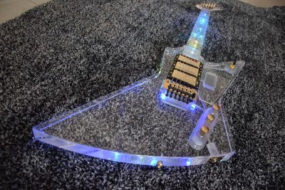 Custom Crown Plexiglass Acrylic Body Neck Explorer Tremolo Electric Guitar Led Lights - Image 14