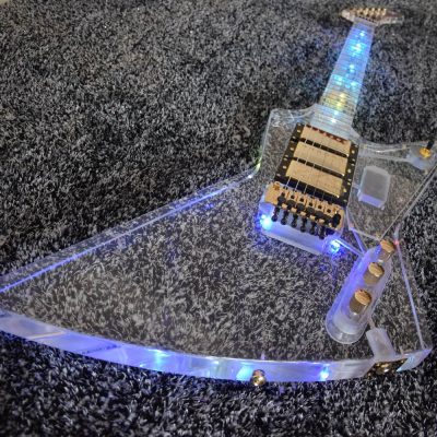 Custom Crown Plexiglass Acrylic Body Neck Explorer Tremolo Electric Guitar Led Lights - Image 14