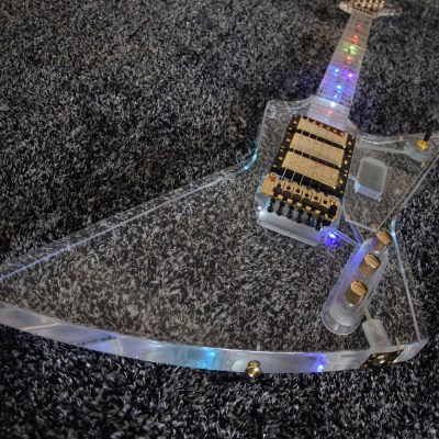 Custom Crown Plexiglass Acrylic Body Neck Explorer Tremolo Electric Guitar Led Lights - Image 3