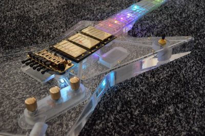 Custom Crown Plexiglass Acrylic Body Neck Explorer Tremolo Electric Guitar Led Lights - Image 15