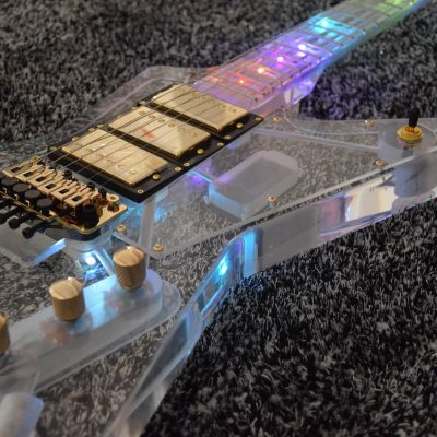 Custom Crown Plexiglass Acrylic Body Neck Explorer Tremolo Electric Guitar Led Lights - Image 15