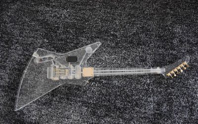 Custom Crown Plexiglass Acrylic Body Neck Explorer Tremolo Electric Guitar Led Lights - Image 16