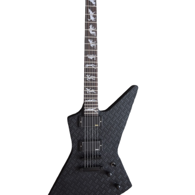 Custom Obsidian Hetfield JH2 Matte Black Diamond Plate Explorer Deer Skull Electric Guitar - Image 3