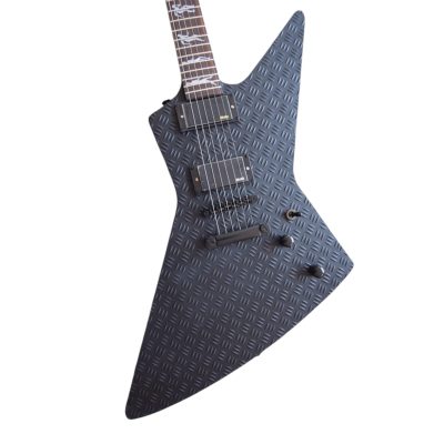Custom Obsidian Hetfield JH2 Matte Black Diamond Plate Explorer Deer Skull Electric Guitar