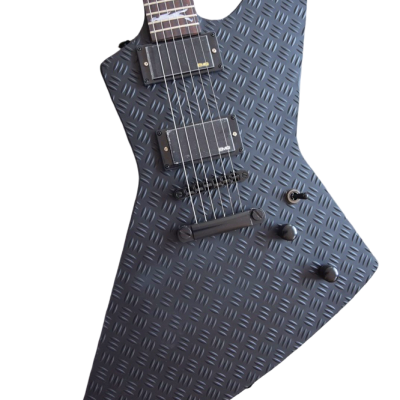 Custom Obsidian Hetfield JH2 Matte Black Diamond Plate Explorer Deer Skull Electric Guitar - Image 4
