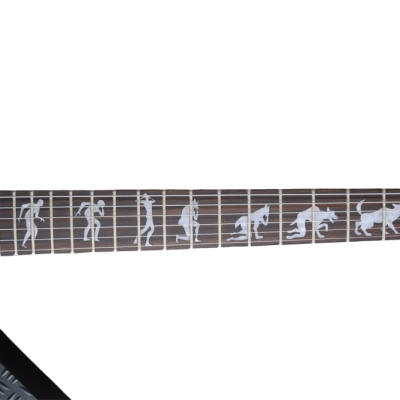 Custom Obsidian Hetfield JH2 Matte Black Diamond Plate Explorer Deer Skull Electric Guitar - Image 5