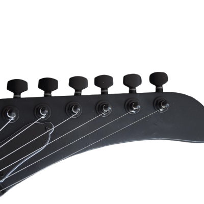Custom Obsidian Hetfield JH2 Matte Black Diamond Plate Explorer Deer Skull Electric Guitar - Image 6
