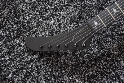 Custom Obsidian Hetfield JH2 Matte Black Diamond Plate Explorer Deer Skull Guitar - Image 3