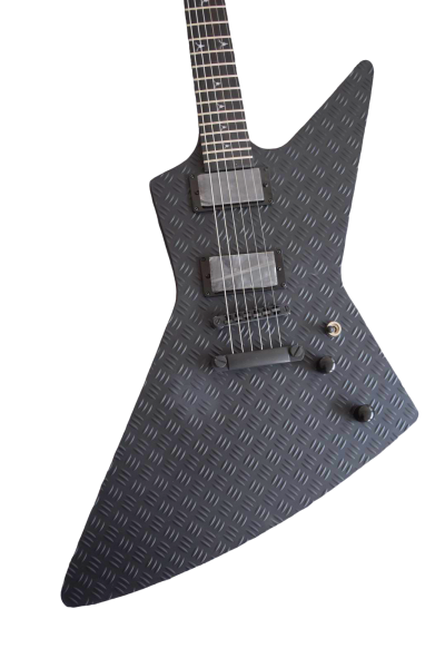 Custom Obsidian Hetfield JH2 Matte Black Diamond Plate Explorer Deer Skull Guitar