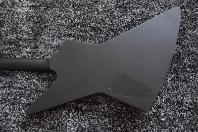Custom Obsidian Hetfield JH2 Matte Black Diamond Plate Explorer Deer Skull Guitar - Image 11