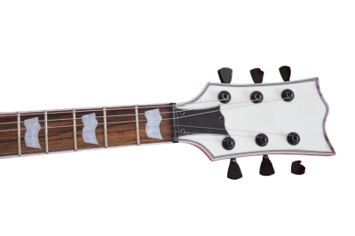 Custom Obsidian James Iron Metal Cross Snow White Black Stripes Guitar - Image 5