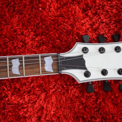 Custom Obsidian James Iron Metal Cross Snow White Black Stripes Guitar - Image 12