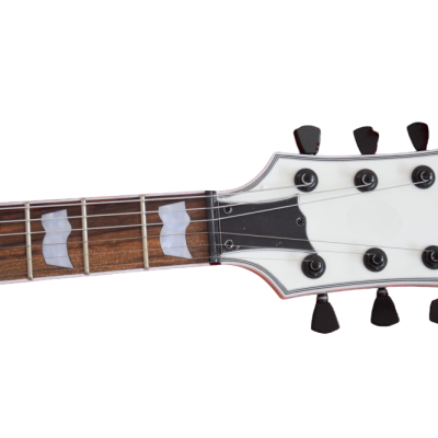 Custom Obsidian James Iron Metal Cross Snow White Black Stripes Guitar - Image 5