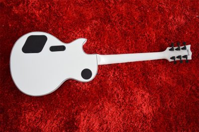 Custom Obsidian James Iron Metal Cross Snow White Black Stripes Guitar - Image 14