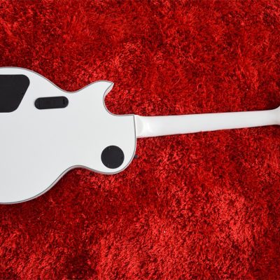 Custom Obsidian James Iron Metal Cross Snow White Black Stripes Guitar - Image 14