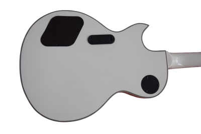 Custom Obsidian James Iron Metal Cross Snow White Black Stripes Guitar - Image 7