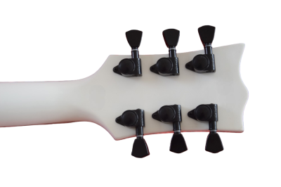 Custom Obsidian James Iron Metal Cross Snow White Black Stripes Guitar - Image 6
