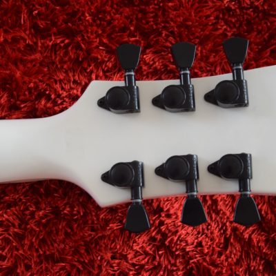 Custom Obsidian James Iron Metal Cross Snow White Black Stripes Guitar - Image 16