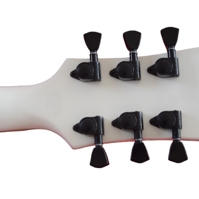 Custom Obsidian James Iron Metal Cross Snow White Black Stripes Guitar - Image 6