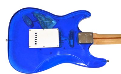 Custom Regent Blue Plexiglass Acrylic Lucite LED Guitar ST Maple Fretboard - Image 5