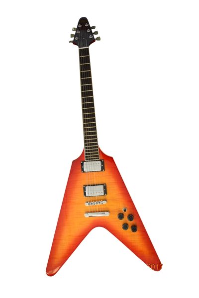 Custom Crown Flying V Bengal Red Prophecy Flame Maple Top Guitar - Image 11